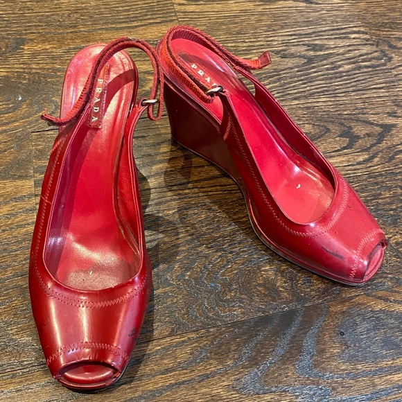 Red Prada Platform Sandals - Picture 1 of 9